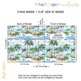 Palm Trees Preppy Beach Personalized 2" 3 Ring Binder