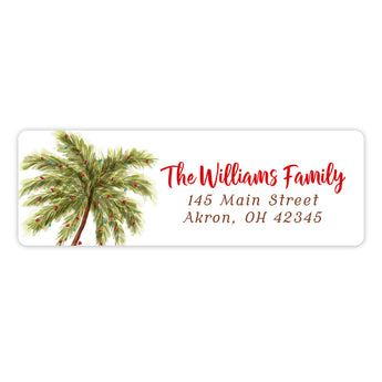 Palm Tree Holiday Return Address Labels • Self Adhesive Stickers