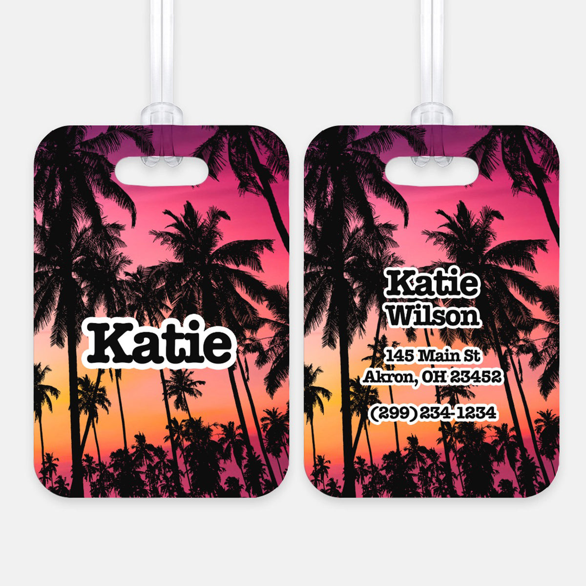 Palm Trees Luggage Bag Tag Personalized Custom
