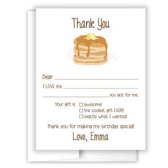 Pancakes Thank You Note Card Stationery • Fill in Blank, Lined or Blank Cards
