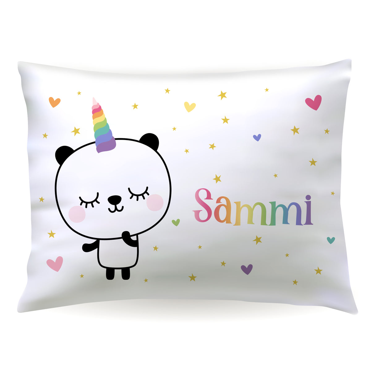 Rainbow Panda Bear Personalized Custom Pillowcase • Standard or Toddler Size