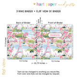 Eiffel Tower Personalized 2" 3 Ring Binder
