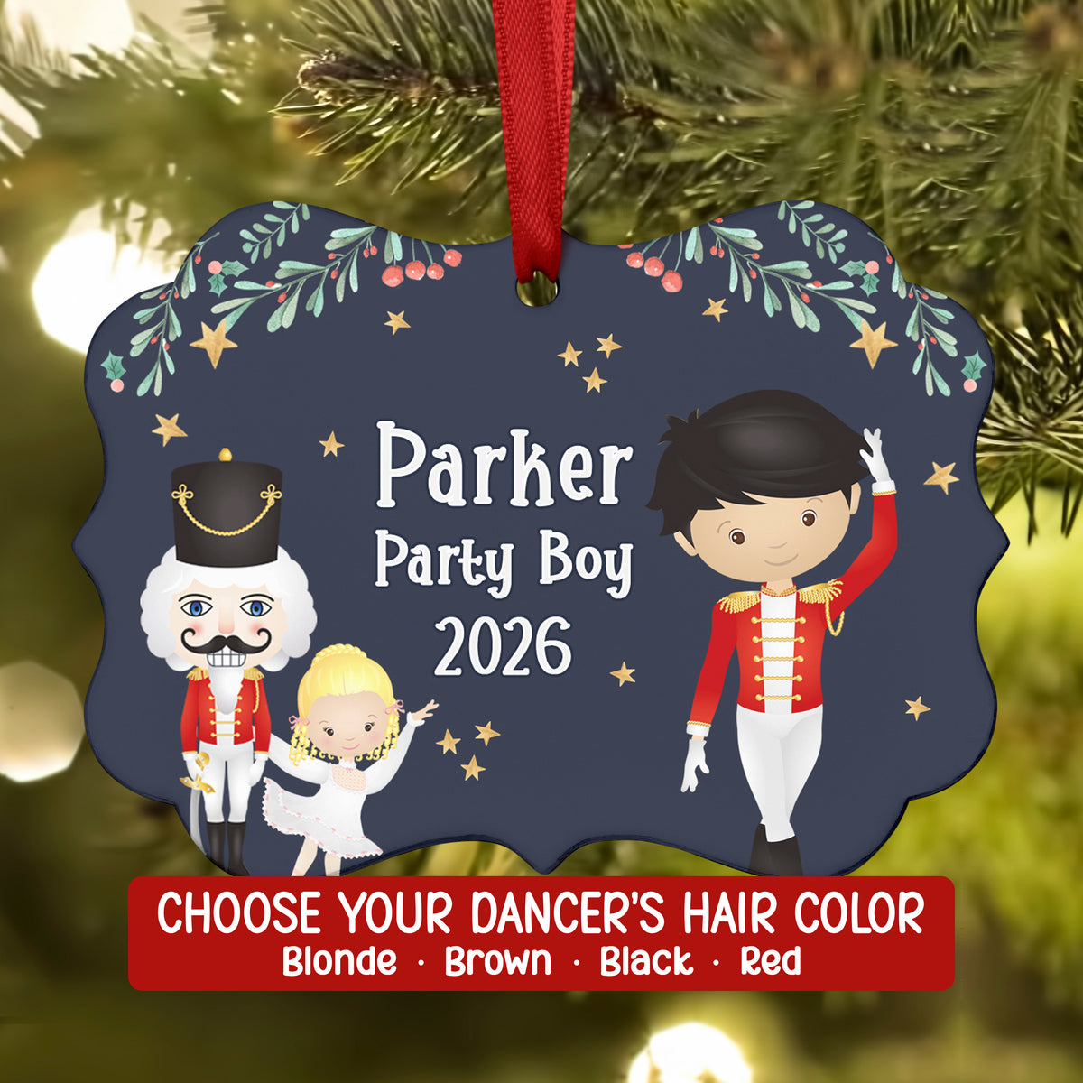 Cavalier Party Boy Girl Teen Hans Fritz Red • Nutcracker Christmas Ornament Personalized Custom Holiday Decor Gift Boy Girl Ballerina Ballet