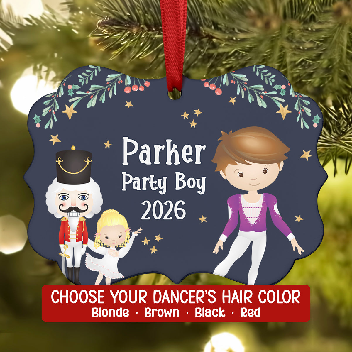 Party Boy Girl Teen Cavalier Hans Fritz Purple • Nutcracker Christmas Ornament Personalized Custom Holiday Decor Gift Boy Girl Ballerina Ballet