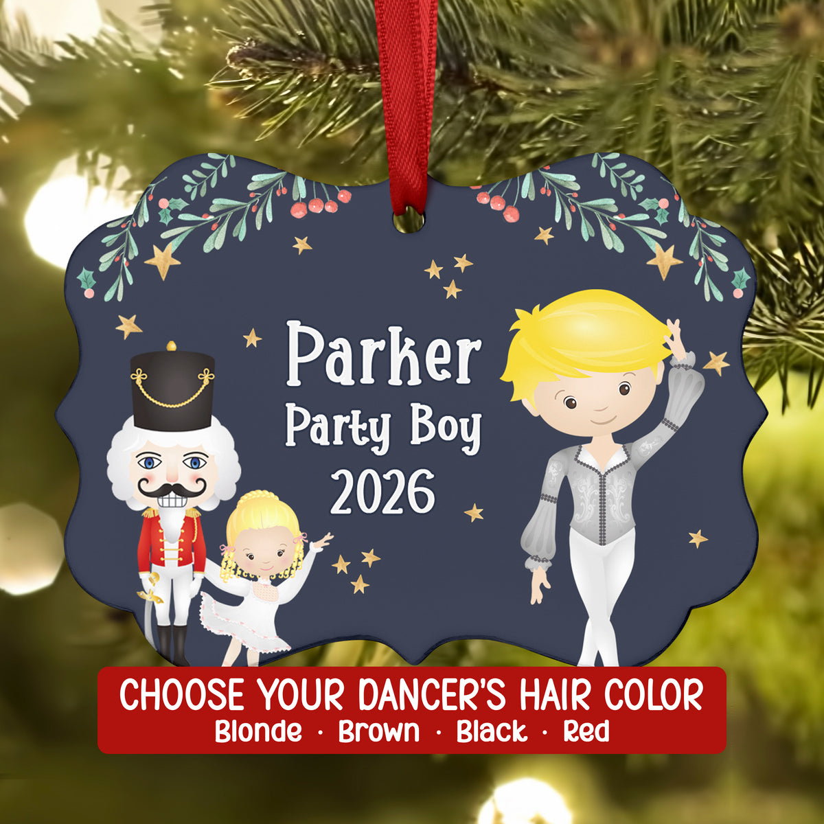 Cavalier Party Boy Girl Teen Hans Fritz Silver • Nutcracker Christmas Ornament Personalized Custom Holiday Decor Gift Boy Girl Ballerina Ballet