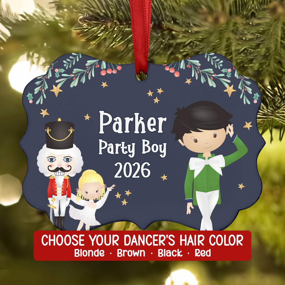 Party Girl Teen Green • Nutcracker Christmas Ornament Personalized Custom Holiday Decor Gift Boy Girl Ballerina Ballet