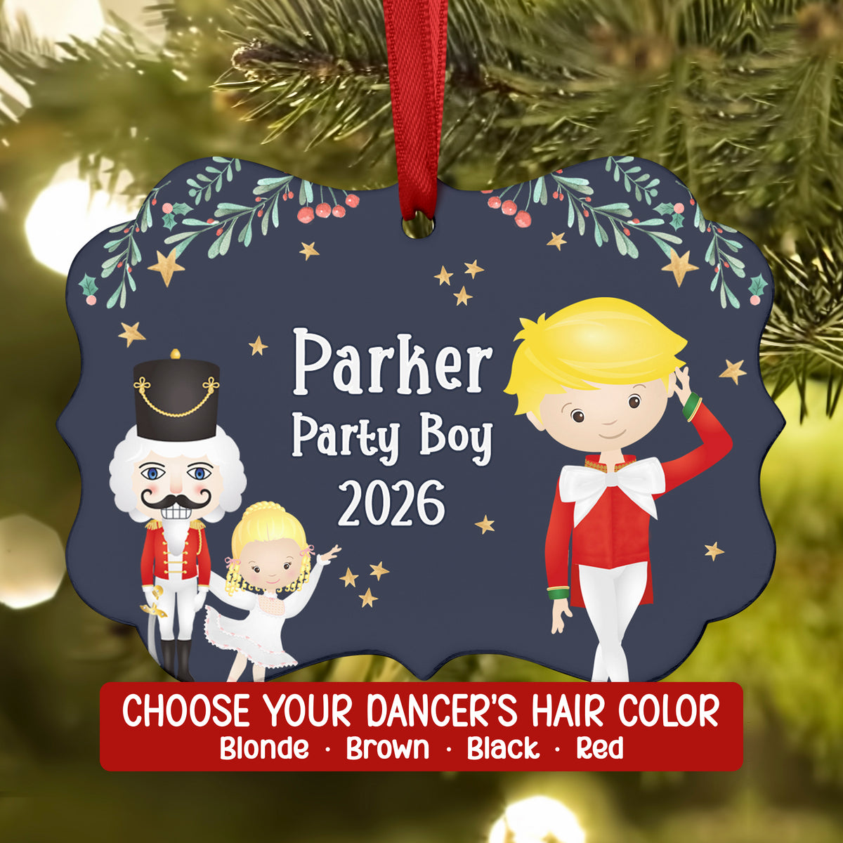 Party Boy Girl Teen Cavalier Hans Fritz Red • Nutcracker Christmas Ornament Personalized Custom Holiday Decor Gift Boy Girl Ballerina Ballet