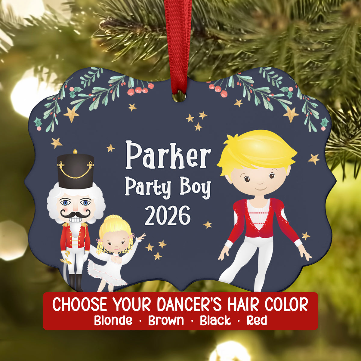 Party Boy Girl Teen Cavalier Hans Fritz Red • Nutcracker Christmas Ornament Personalized Custom Holiday Decor Gift Boy Girl Ballerina Ballet