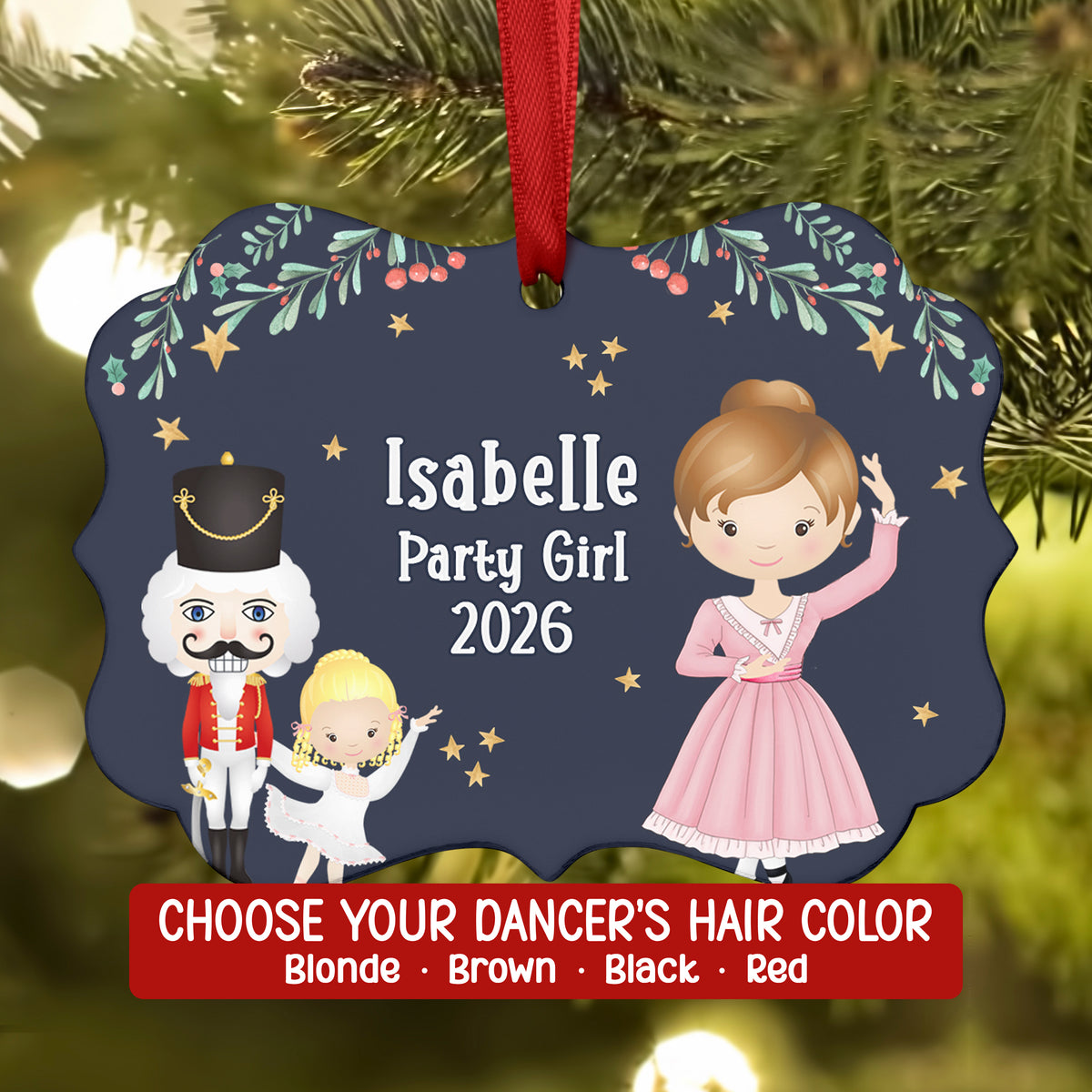 Party Girl Teen Pink • Nutcracker Christmas Ornament Personalized Custom Holiday Decor Gift Boy Girl Ballerina Ballet