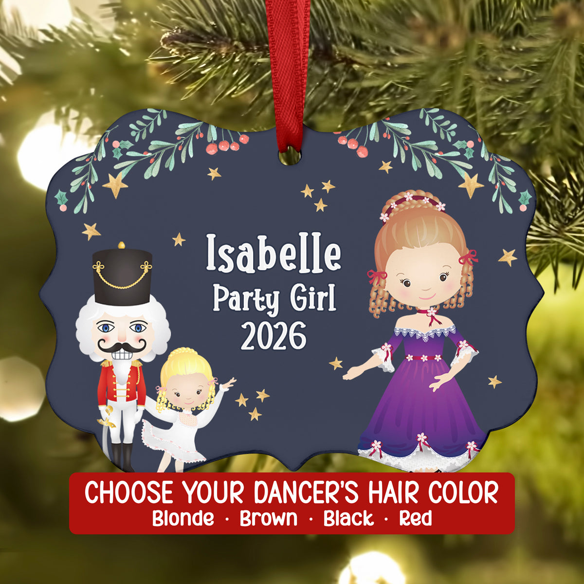 Party Girl Teen Purple • Nutcracker Christmas Ornament Personalized Custom Holiday Decor Gift Boy Girl Ballerina Ballet