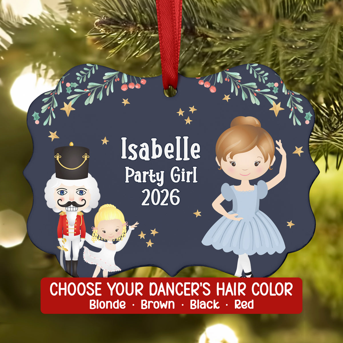 Party Girl Teen Blue • Nutcracker Christmas Ornament Personalized Custom Holiday Decor Gift Boy Girl Ballerina Ballet
