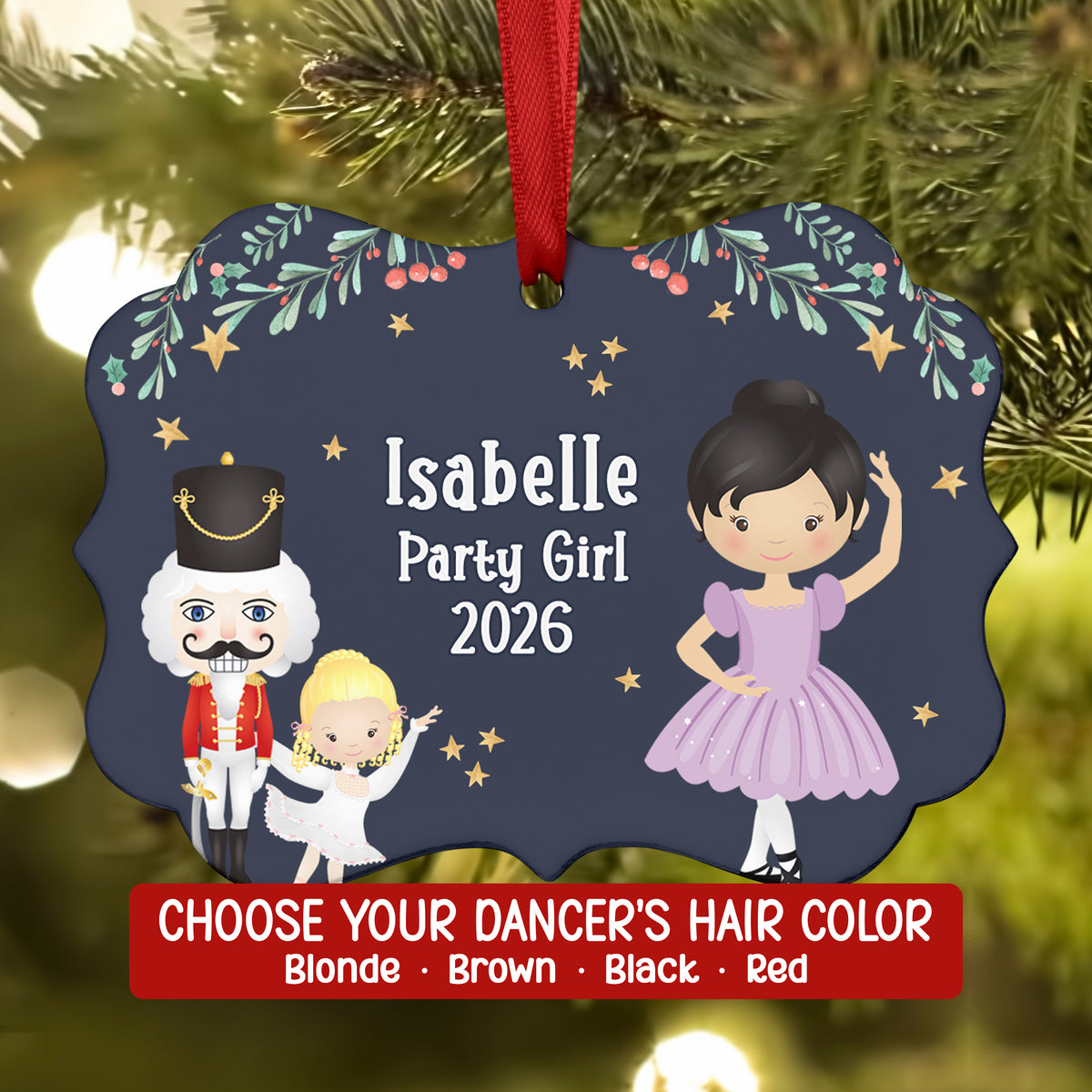 Party Girl Teen Purple • Nutcracker Christmas Ornament Personalized Custom Holiday Decor Gift Boy Girl Ballerina Ballet