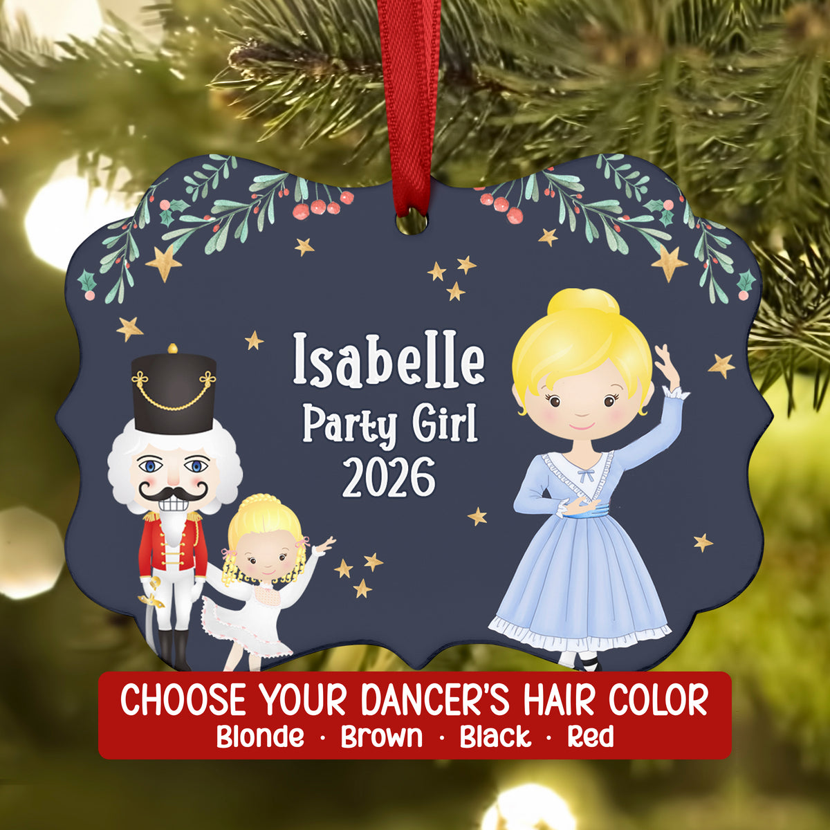 Party Girl Teen Blue • Nutcracker Christmas Ornament Personalized Custom Holiday Decor Gift Boy Girl Ballerina Ballet