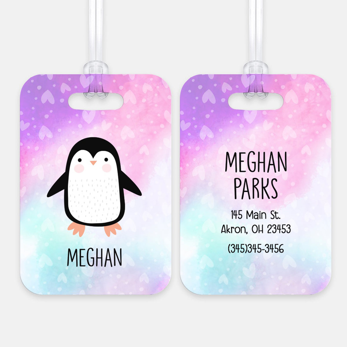 Penguin Luggage Bag Tag Personalized Custom