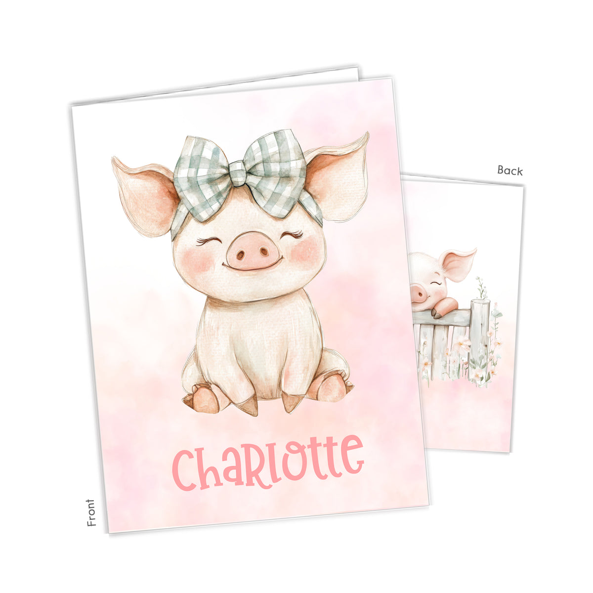 Pig Piglet Farm Animals Personalized Custom 2-Pocket Folder • School Office Supplies