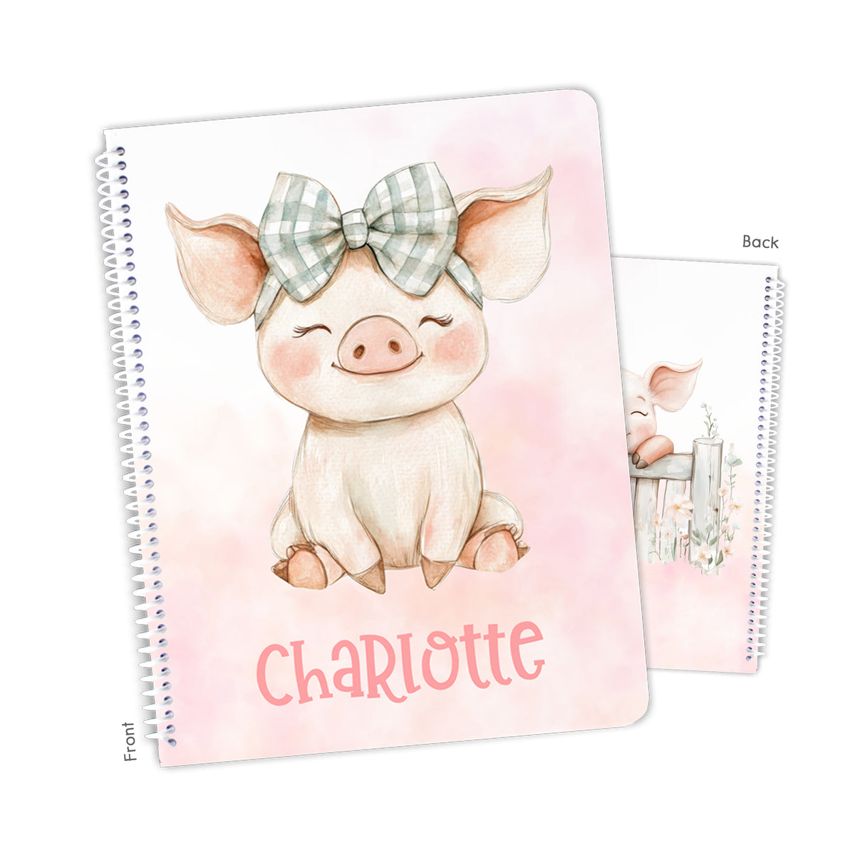 Pig Piglet Personalized Custom Notebook or Sketchbook • School Office Supplies