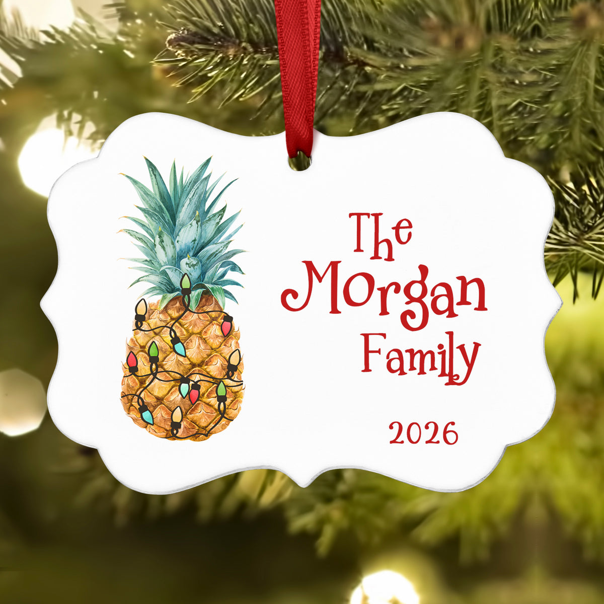 Pineapple Christmas Ornament • Personalized Custom Holiday • Gift