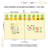 Pineapple Hearts Personalized Notebook or Sketchbook
