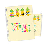Pineapple Hearts Personalized Notebook or Sketchbook