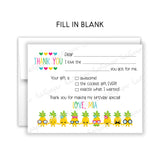 Pineapple Thank You Note Card Stationery • Fill in Blank, Lined or Blank Cards