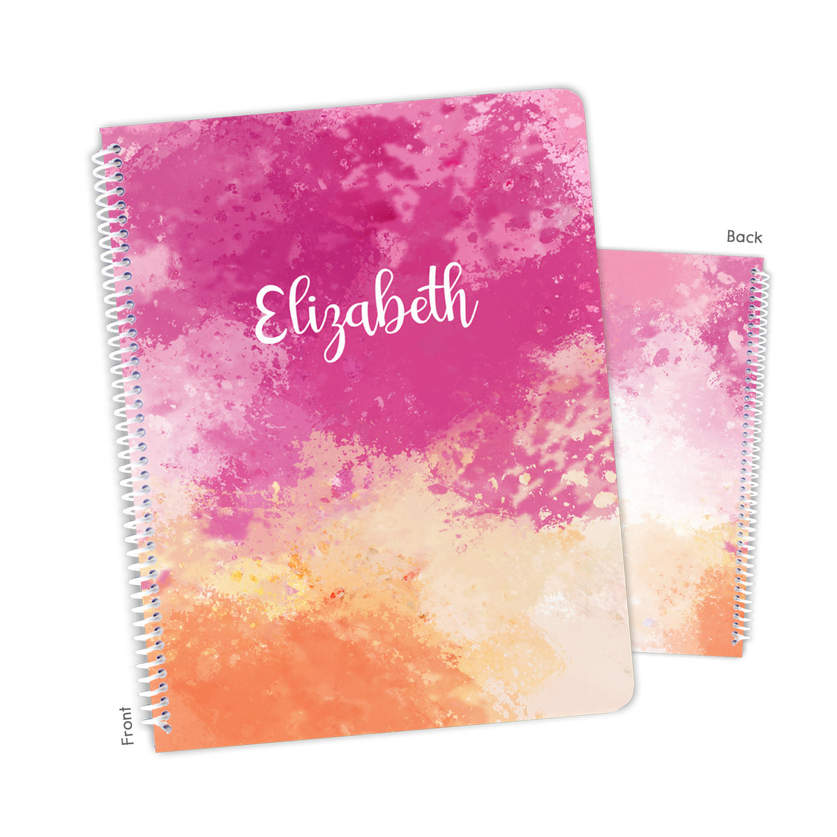 Orange Pink Personalized Custom Notebook or Sketchbook • School Office Supplies