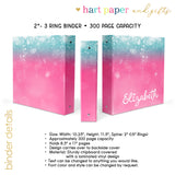 Pink Teal Abstract Personalized 2" 3 Ring Binder