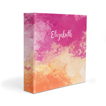 Pink Orange Abstract Personalized 2" 3 Ring Binder