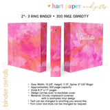 Pink Orange Abstract Personalized 2" 3 Ring Binder