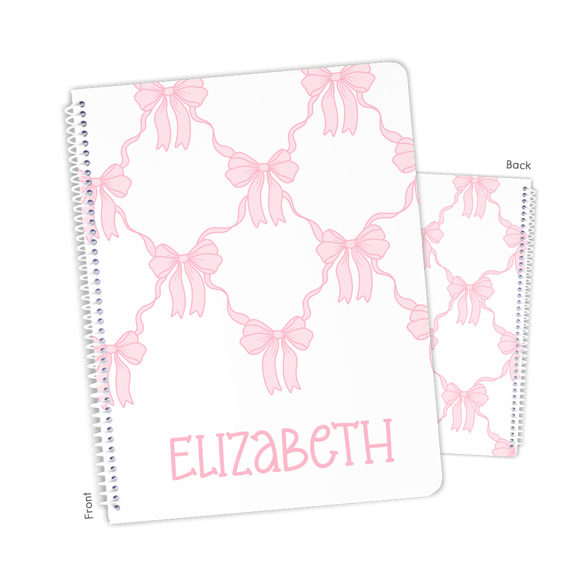 Pink Toile Coquette Bow Chinoiserie Flowers Personalized Custom Notebook or Sketchbook • School Office Supplies