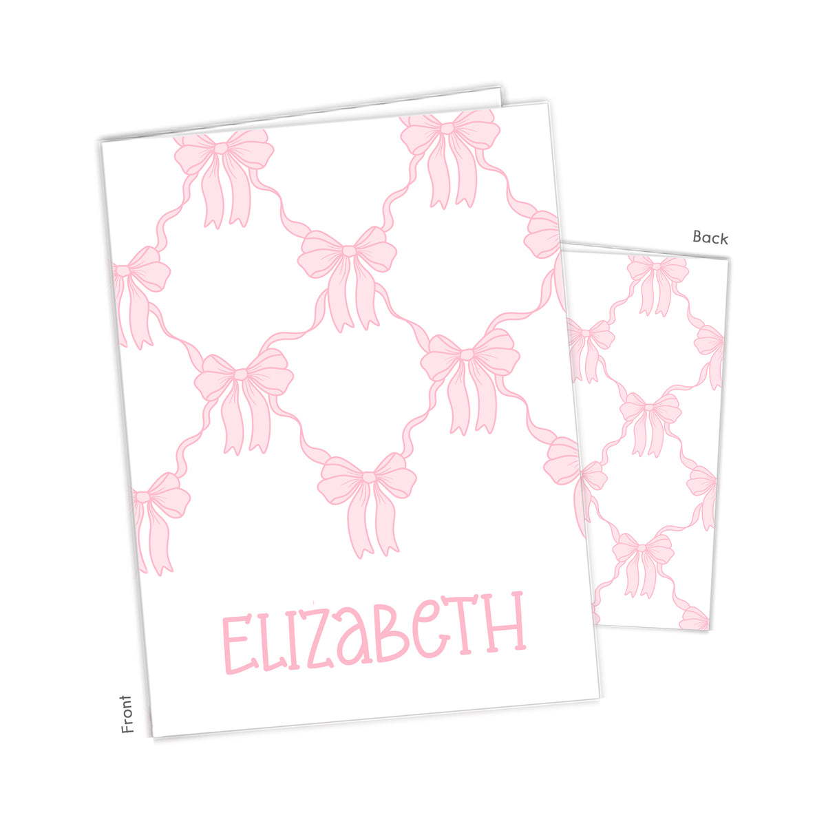 Pink Toile Coquette Bow Chinoiserie Flowers Personalized Custom 2-Pocket Folder • School Office Supplies