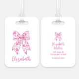 Pink Bow Chinoiserie Luggage Bag Tag