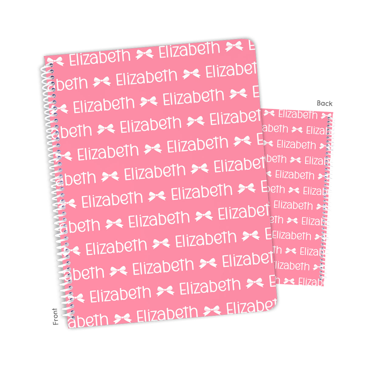 ANY COLOR Bow Coquette Repeat Name Personalized Custom Notebook or Sketchbook • School Office Supplies