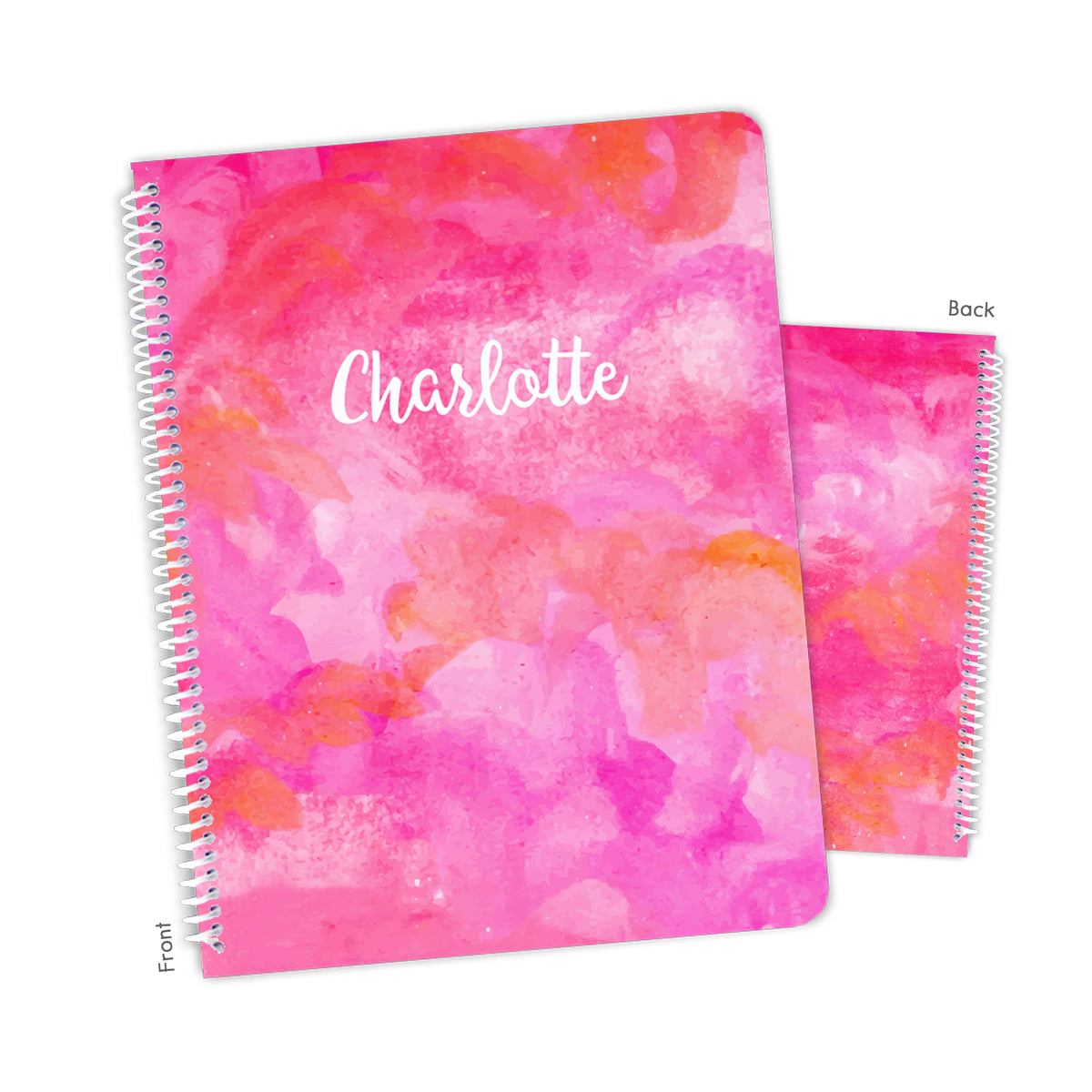Orange Pink Personalized Custom Notebook or Sketchbook • School Office Supplies