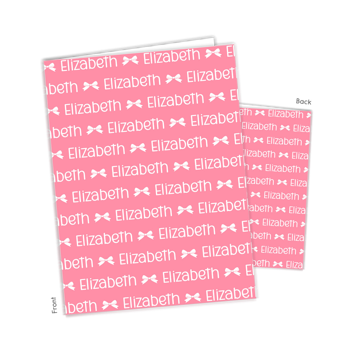 ANY COLOR Coquette Bow Repeat Name Personalized Custom 2-Pocket Folder • School Office Supplies