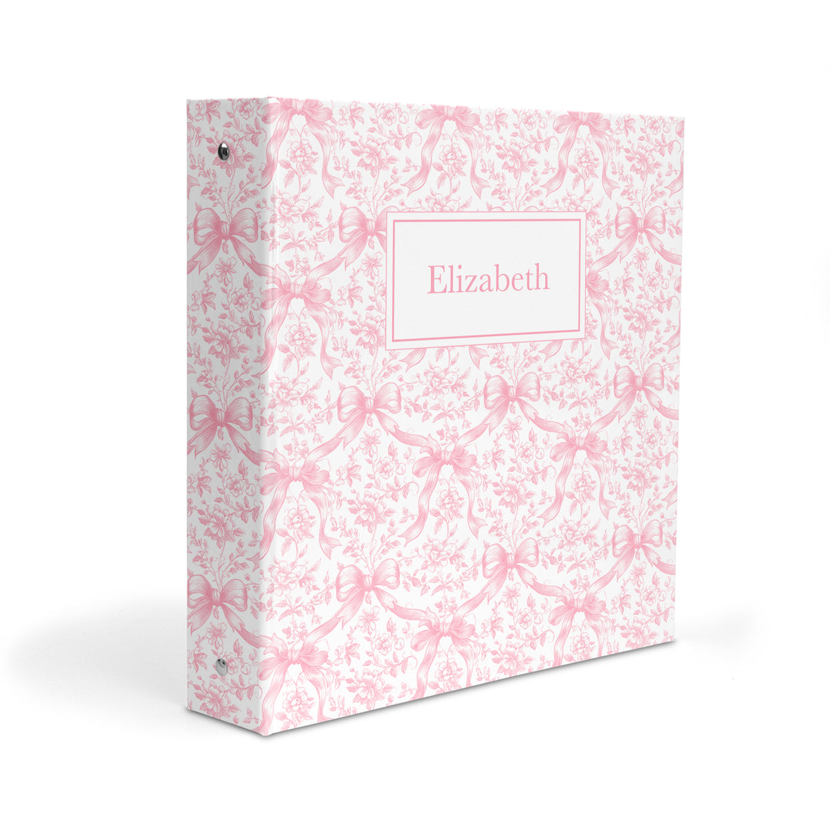 Pink Toile Coquette Bow Chinoiserie Flowers Personalized Custom 2" 3 Ring Binder • School Office Supplies