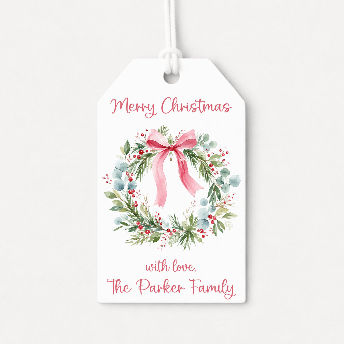 Whimsical Wreath Personalized Gift Tags • Christmas Holiday Gift Wrapping • Custom Family Name Tag • Gifts