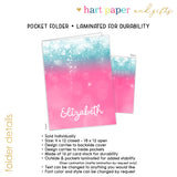 Pink Teal Sparkle Personalized 2-Pocket Folder