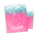 Teal & Pink Sparkle Personalized Notebook or Sketchbook