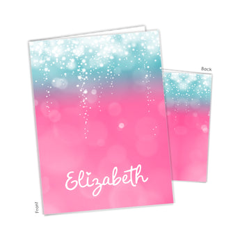 Pink Teal Sparkle Personalized 2-Pocket Folder