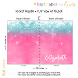 Pink Teal Sparkle Personalized 2-Pocket Folder