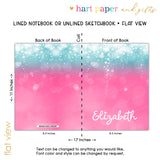 Teal & Pink Sparkle Personalized Notebook or Sketchbook