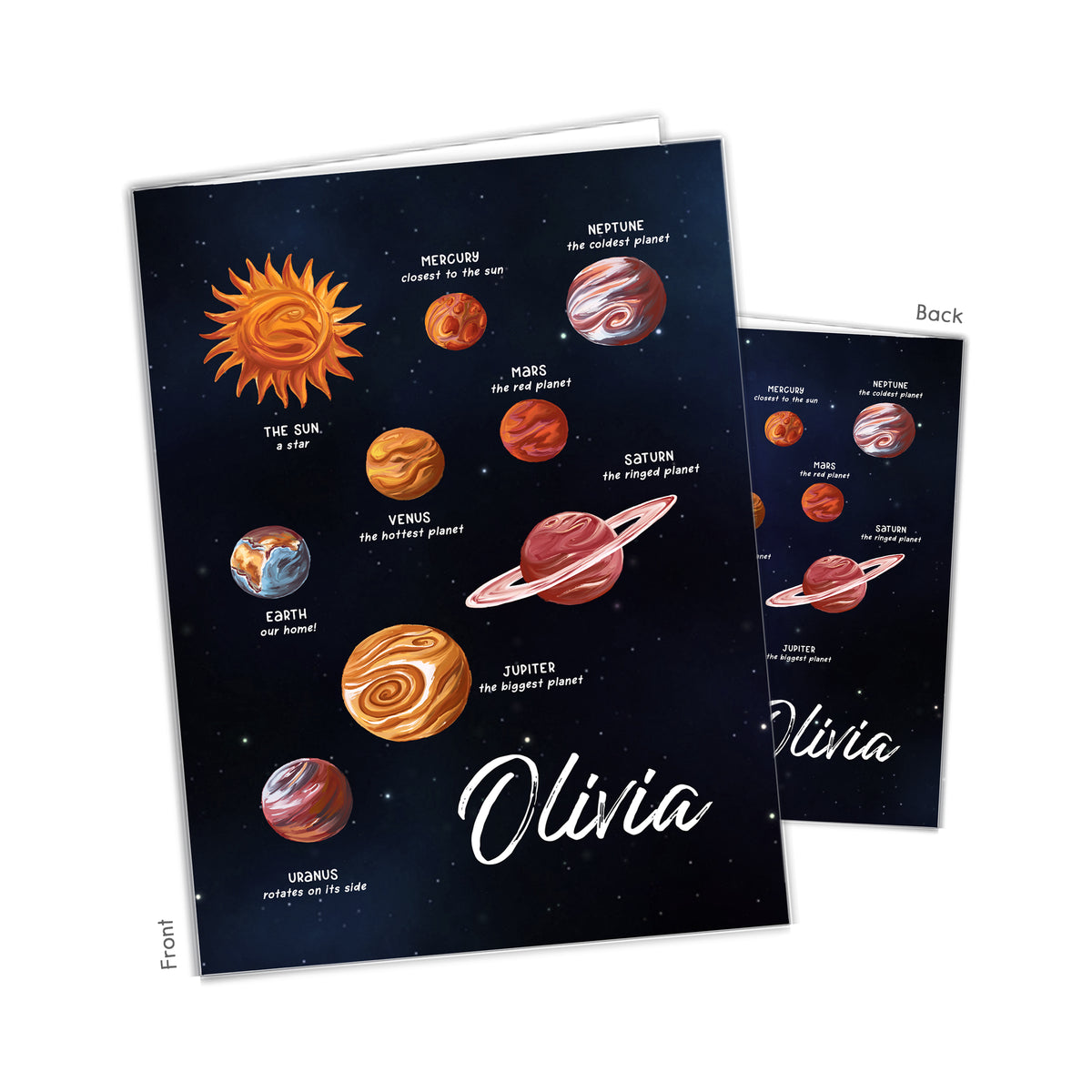 Solar System Planets Personalized Custom 2-Pocket Folder • School Office Supplies