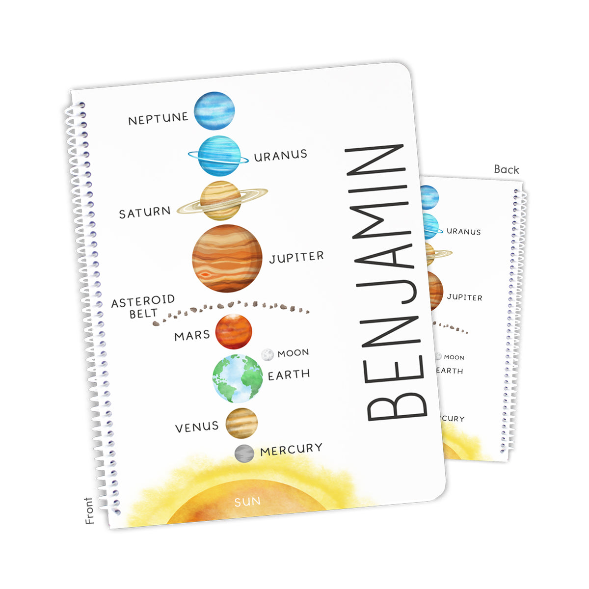 Planets Space Personalized Custom Notebook or Sketchbook • School Office Supplies