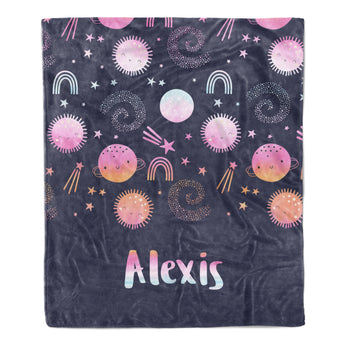 Planets Solar System Minky Blanket Personalized Custom