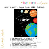 Planets Solar System Minky Blanket Personalized Custom