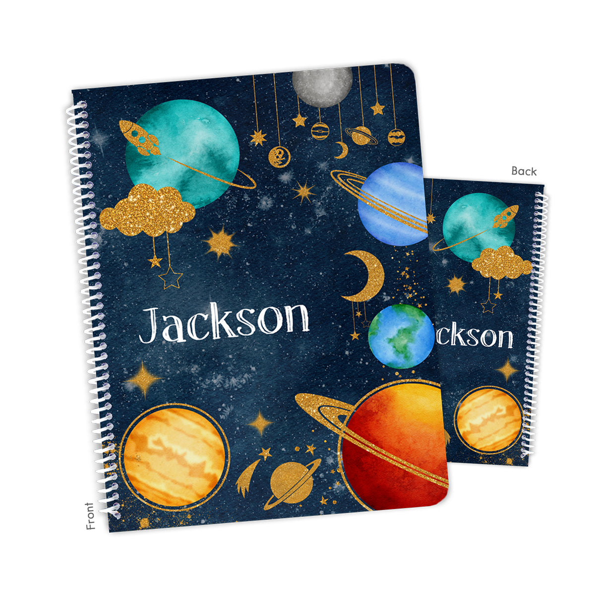 Planets Space Personalized Custom Notebook or Sketchbook • School Office Supplies