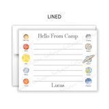 Planets Solar System Summer Camp Camping Note Cards Stationery • Fill in Blank, Lined or Blank Cards