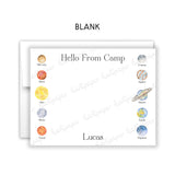 Planets Solar System Summer Camp Camping Note Cards Stationery • Fill in Blank, Lined or Blank Cards