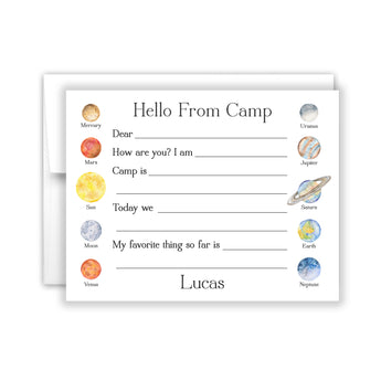 Planets Solar System Summer Camp Camping Note Cards Stationery • Fill in Blank, Lined or Blank Cards