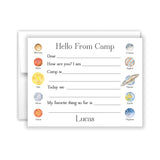 Planets Solar System Summer Camp Camping Note Cards Stationery • Fill in Blank, Lined or Blank Cards